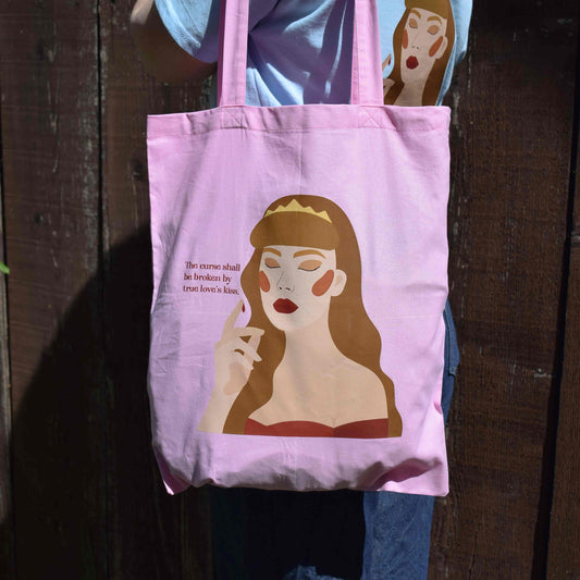 SLEEPING BEAUTY tote bag s printom Trnoružice, svijetlo roza