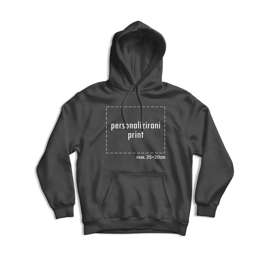 crna hudica s personaliziranim printom fotografije, natpisa ili ilustracije