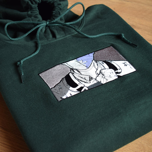 tamno zelena hudica s personaliziranim vezom anime motiva