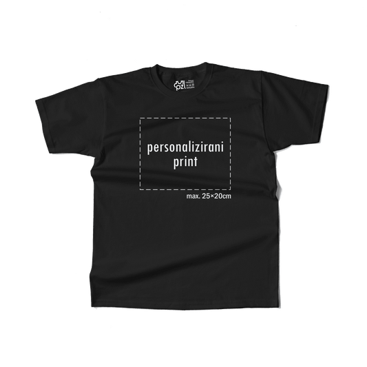 crna majica kratkih rukava s personaliziranim printom fotografije, natpisa ili ilustracije
