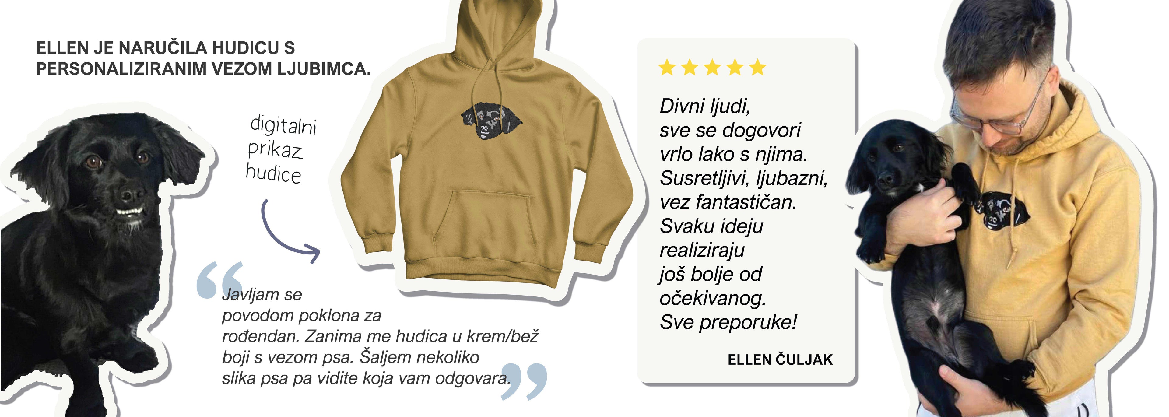Narudžba personalizirane hudice s vezom psa