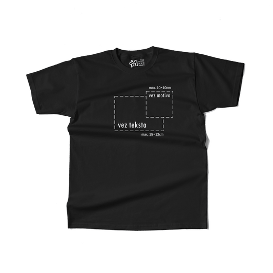 crna majica kratkih rukava s personaliziranim vezom motiva ili teksta po želji