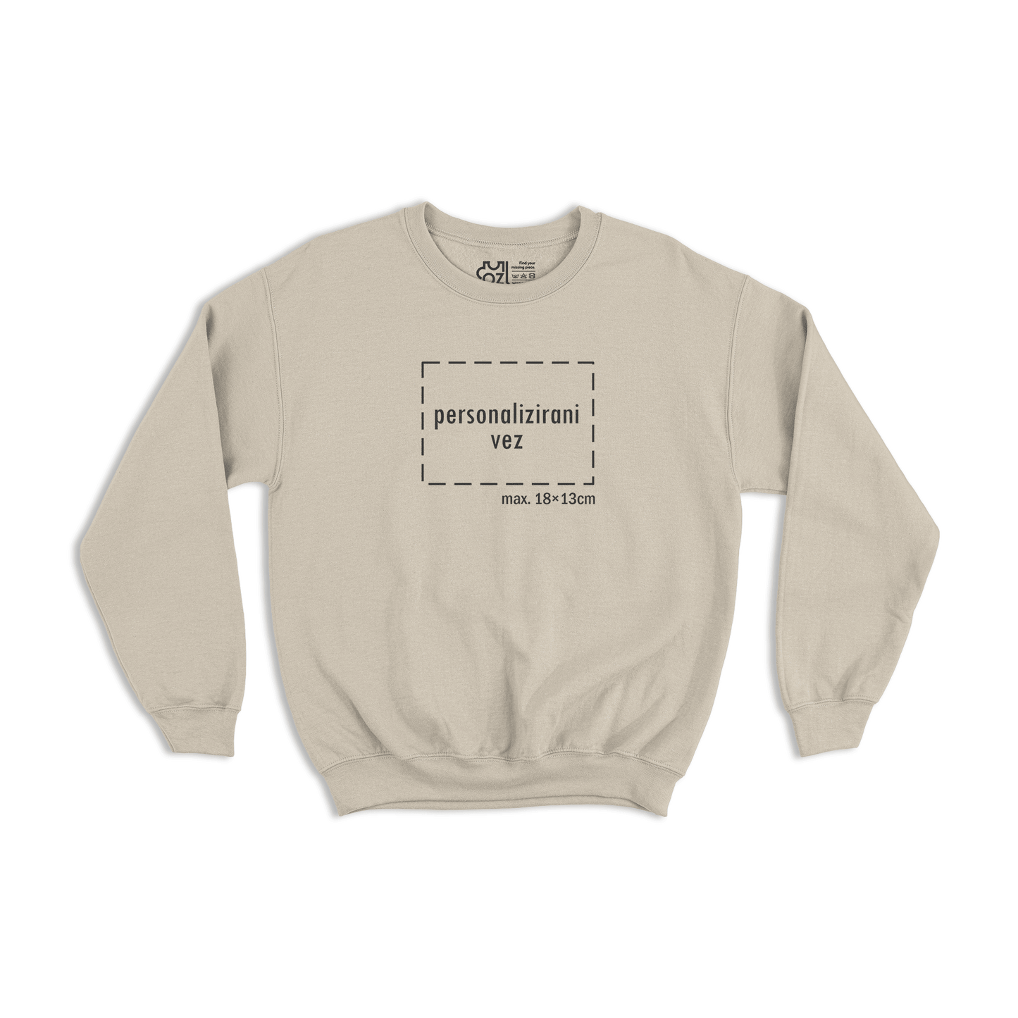 bež pulover s personaliziranim vezom motiva ili teksta po želji