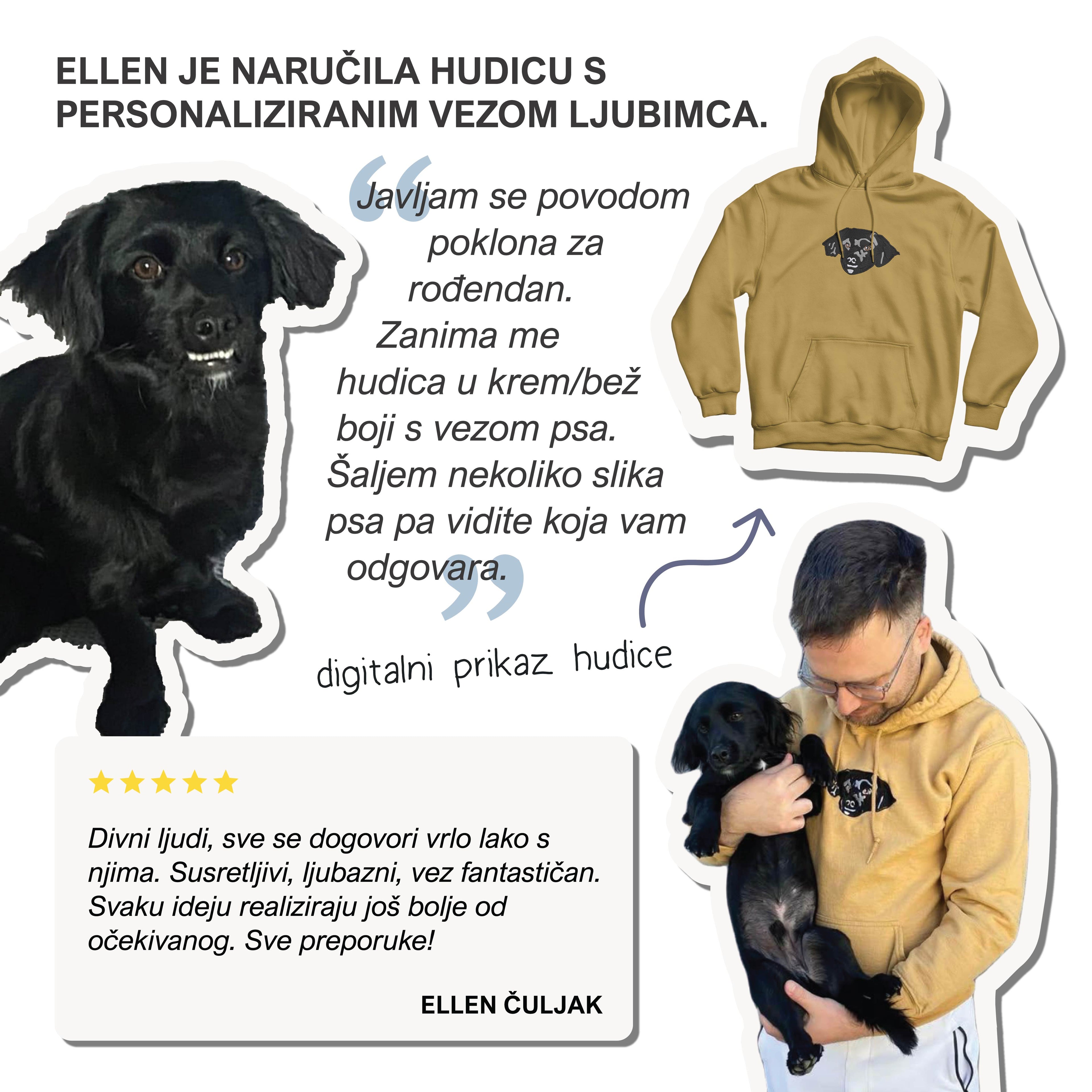 Narudžba personalizirane hudice s vezom psa