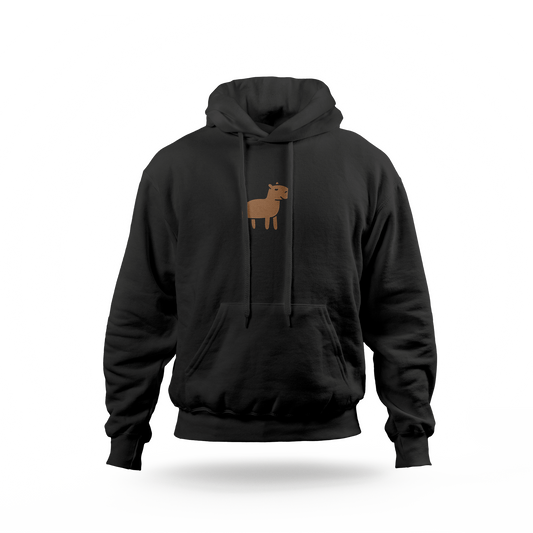 HAPPYBARA Hoodie hudica s motivom kapibare, crna
