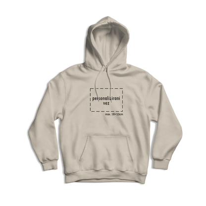 bež hudica s personaliziranim vezom motiva ili teksta po želji