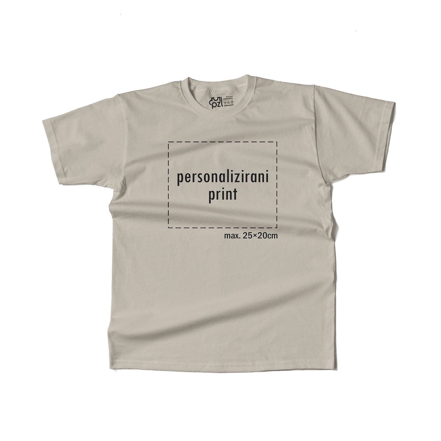 bež majica kratkih rukava s personaliziranim printom fotografije, natpisa ili ilustracije