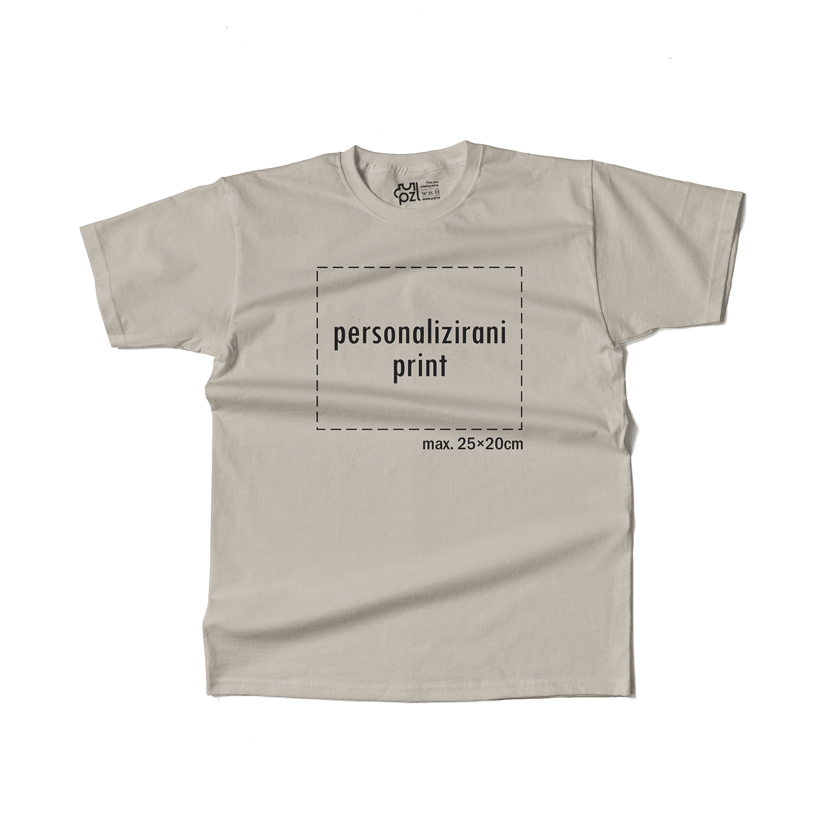 bež majica kratkih rukava s personaliziranim printom fotografije, natpisa ili ilustracije
