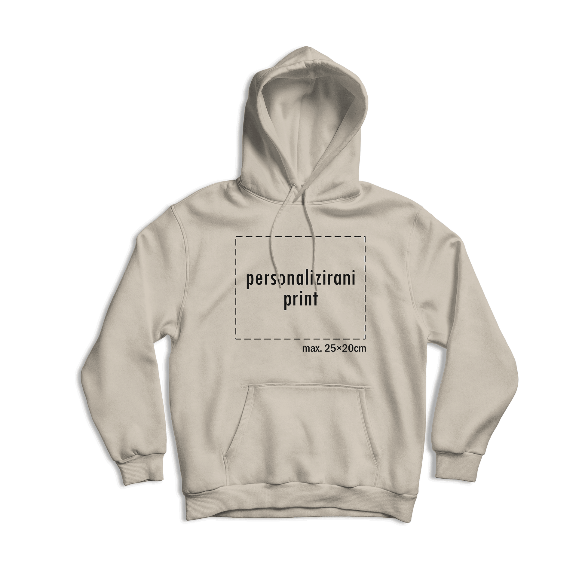 bež hudica s personaliziranim printom fotografije, natpisa ili ilustracije