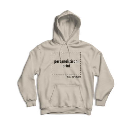 bež hudica s personaliziranim printom fotografije, natpisa ili ilustracije