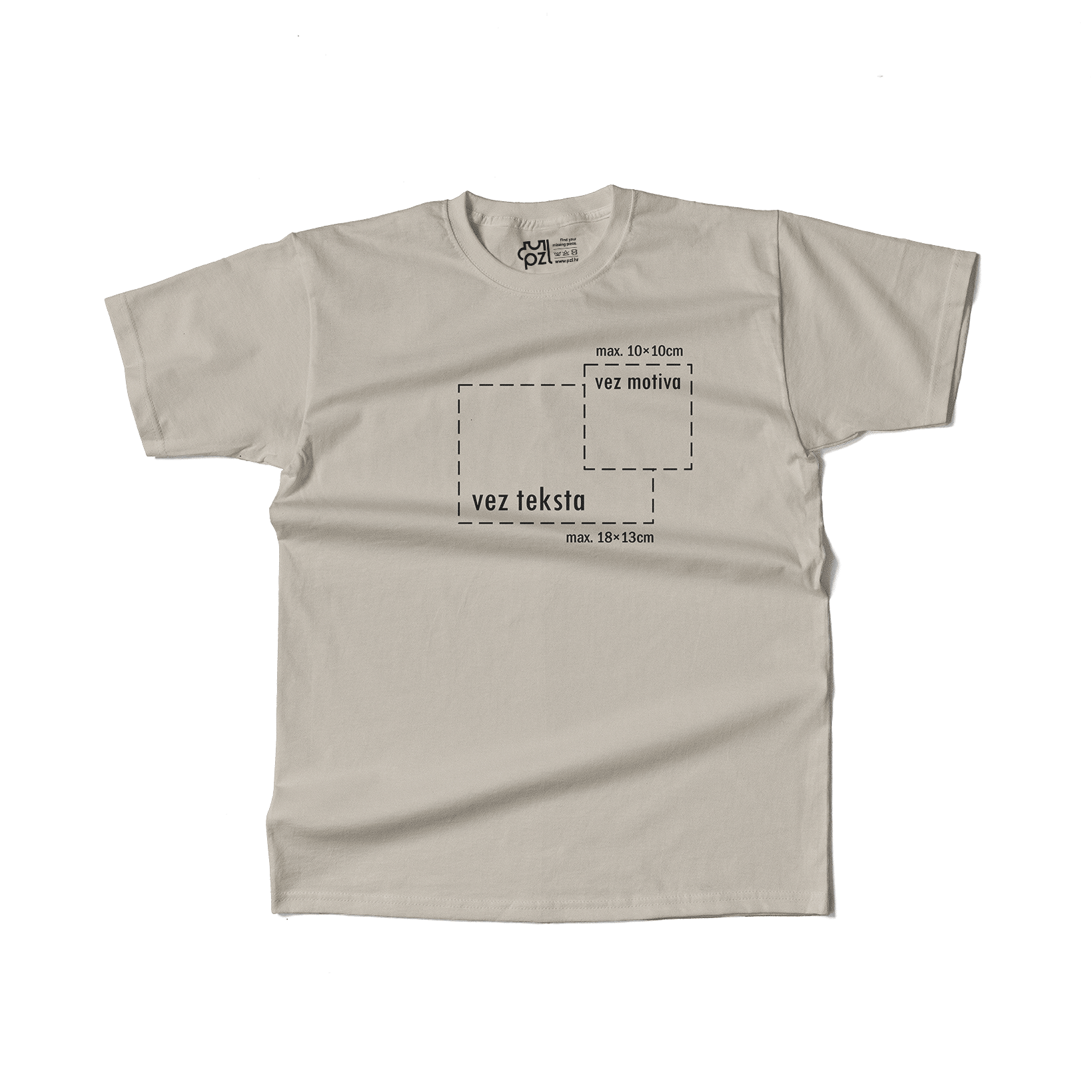 bež majica kratkih rukava s personaliziranim vezom motiva ili teksta po želji