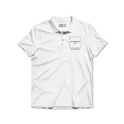 Polo majica kratkih rukava s kragnom, vez motiva ili teksta po želji, bijela