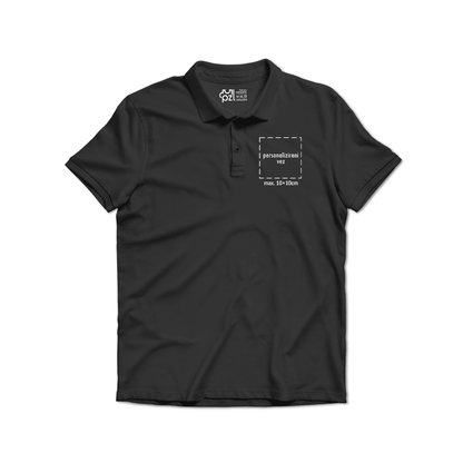 Polo majica kratkih rukava s kragnom, vez motiva ili teksta po želji, crna