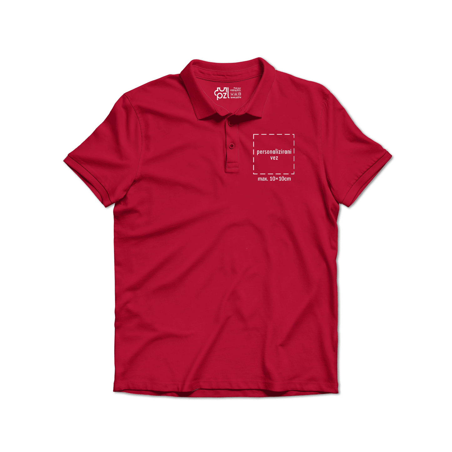 Polo majica kratkih rukava s kragnom, vez motiva ili teksta po želji, crvena