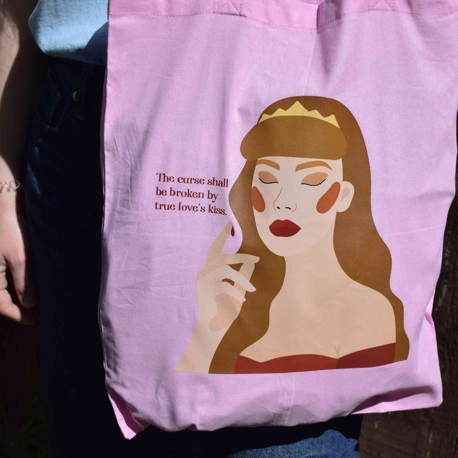 SLEEPING BEAUTY tote bag s printom Trnoružice, svijetlo roza