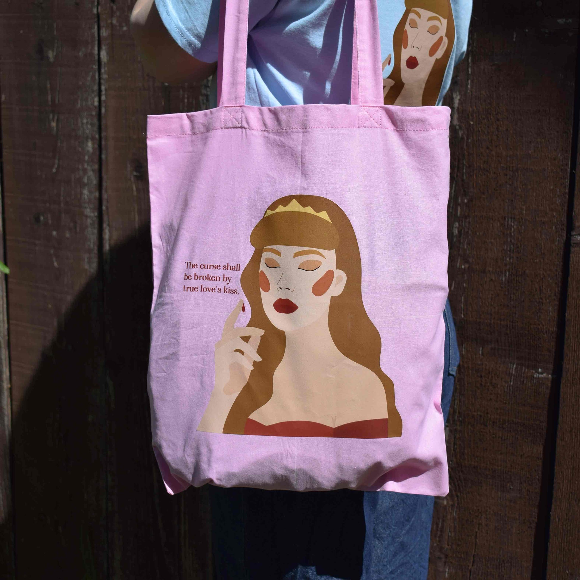 SLEEPING BEAUTY tote bag s printom Trnoružice, svijetlo roza