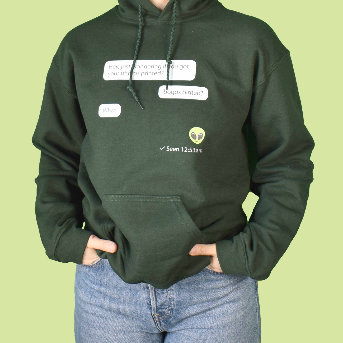 bogos binted tamno zelena hudica s printom