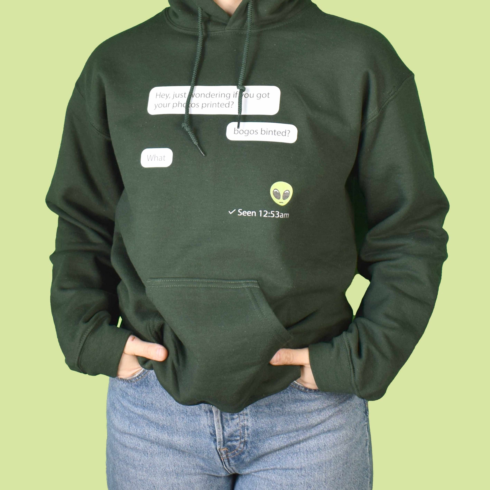 bogos binted tamno zelena hudica s printom