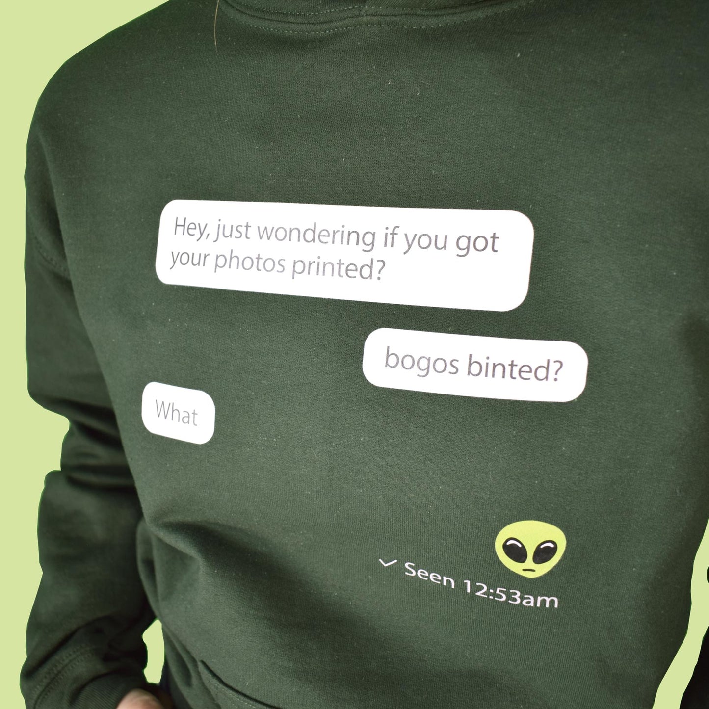 bogos binted tamno zelena hudica s printom