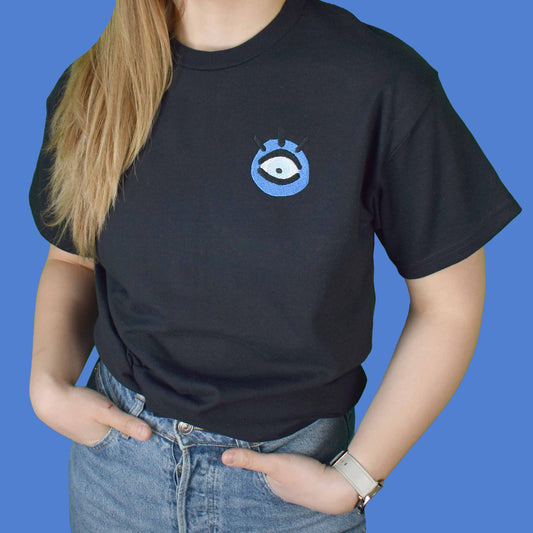 EVIL EYE crna majica kratkih rukava s vezom