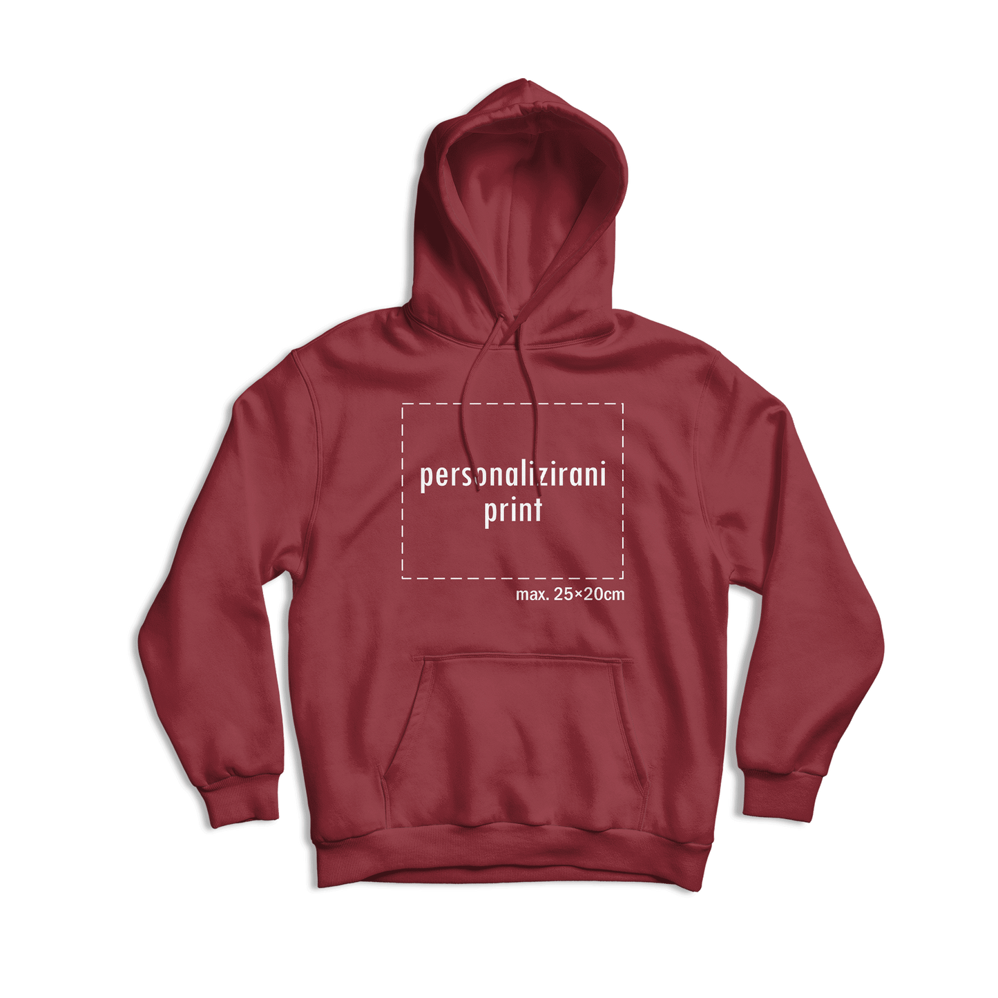 tamno crvena hudica s personaliziranim printom fotografije, natpisa ili ilustracije