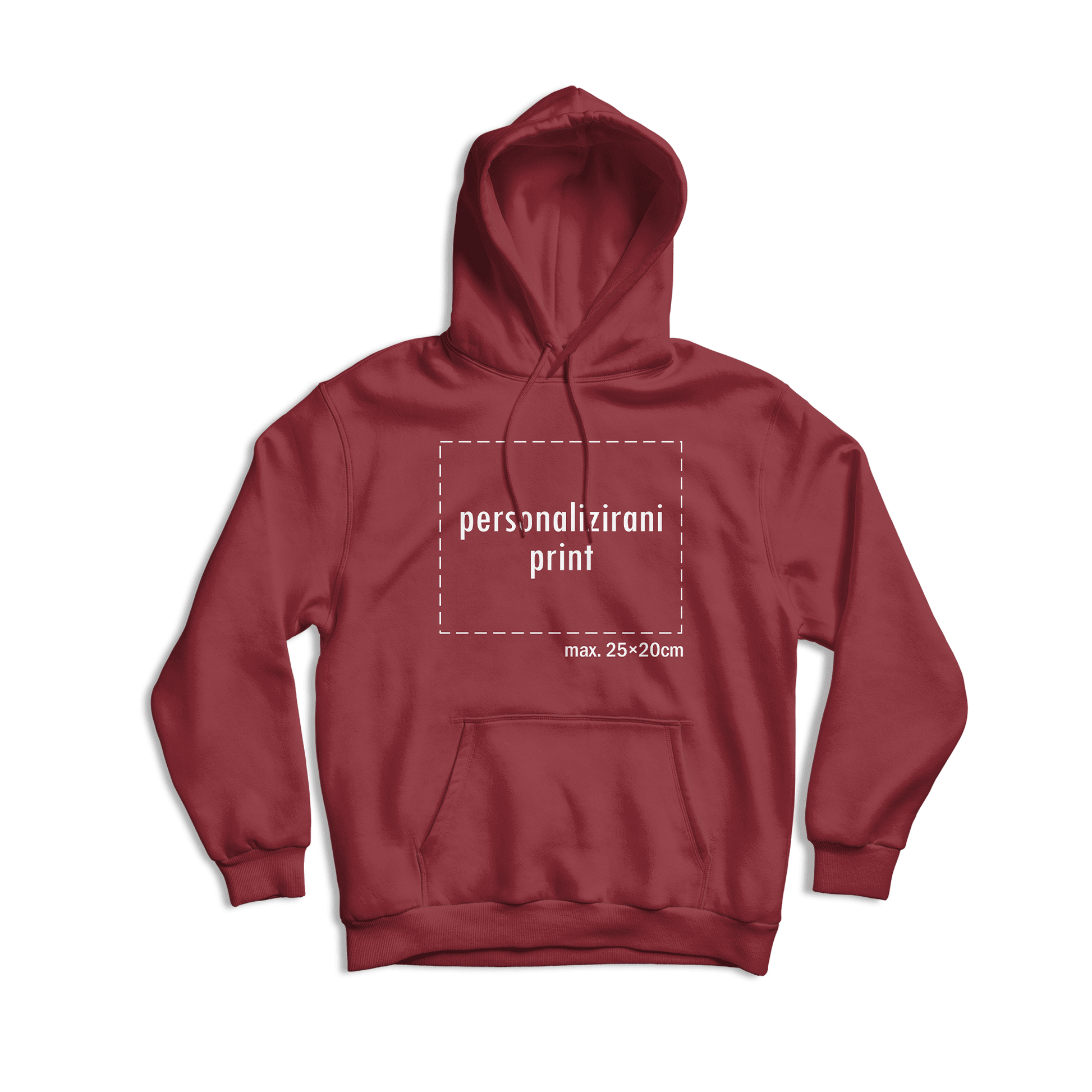 tamno crvena hudica s personaliziranim printom fotografije, natpisa ili ilustracije