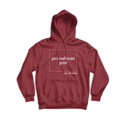 tamno crvena hudica s personaliziranim printom fotografije, natpisa ili ilustracije