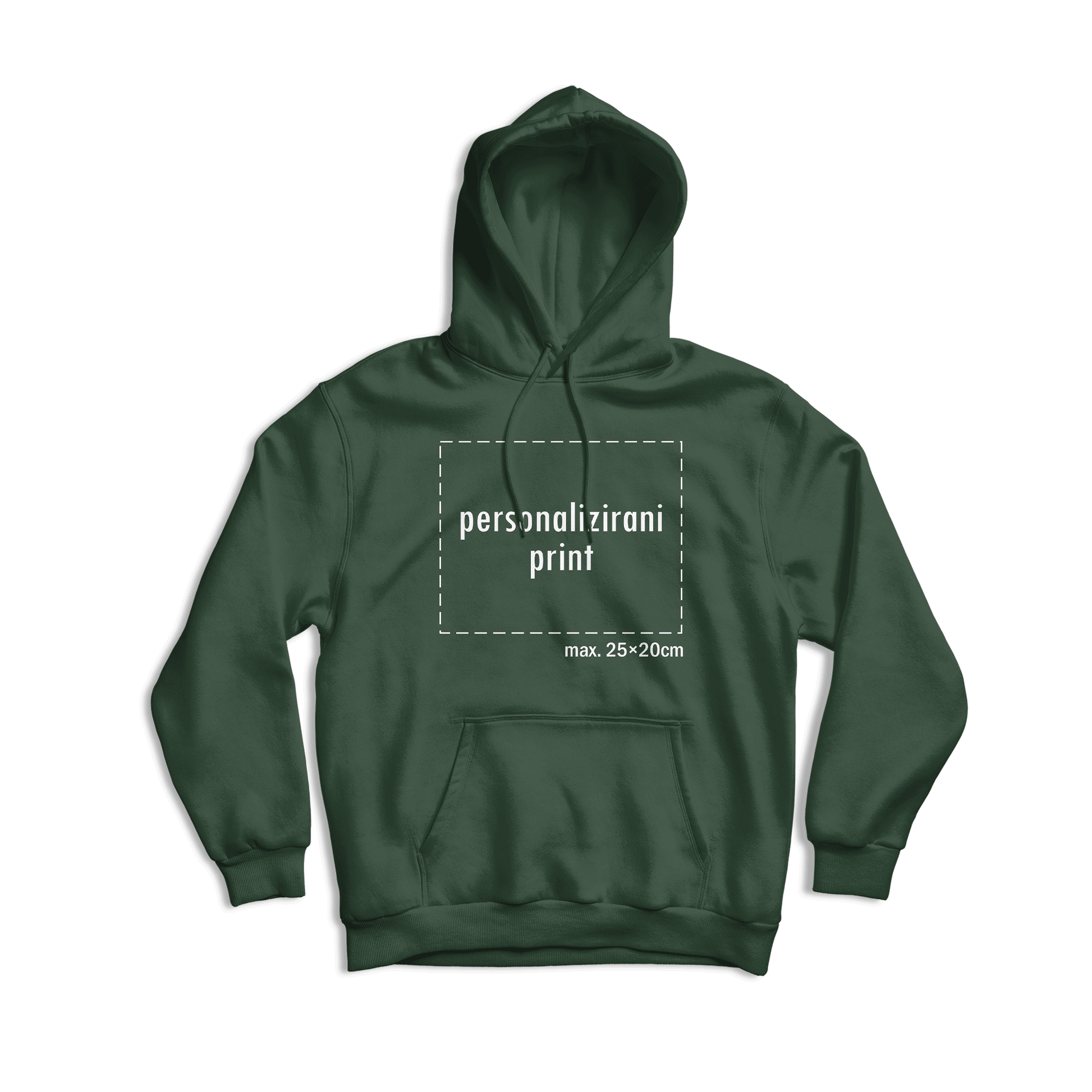 tamno zelena hudica s personaliziranim printom fotografije, natpisa ili ilustracije
