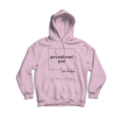 svijetlo roza hudica s personaliziranim printom fotografije, natpisa ili ilustracije