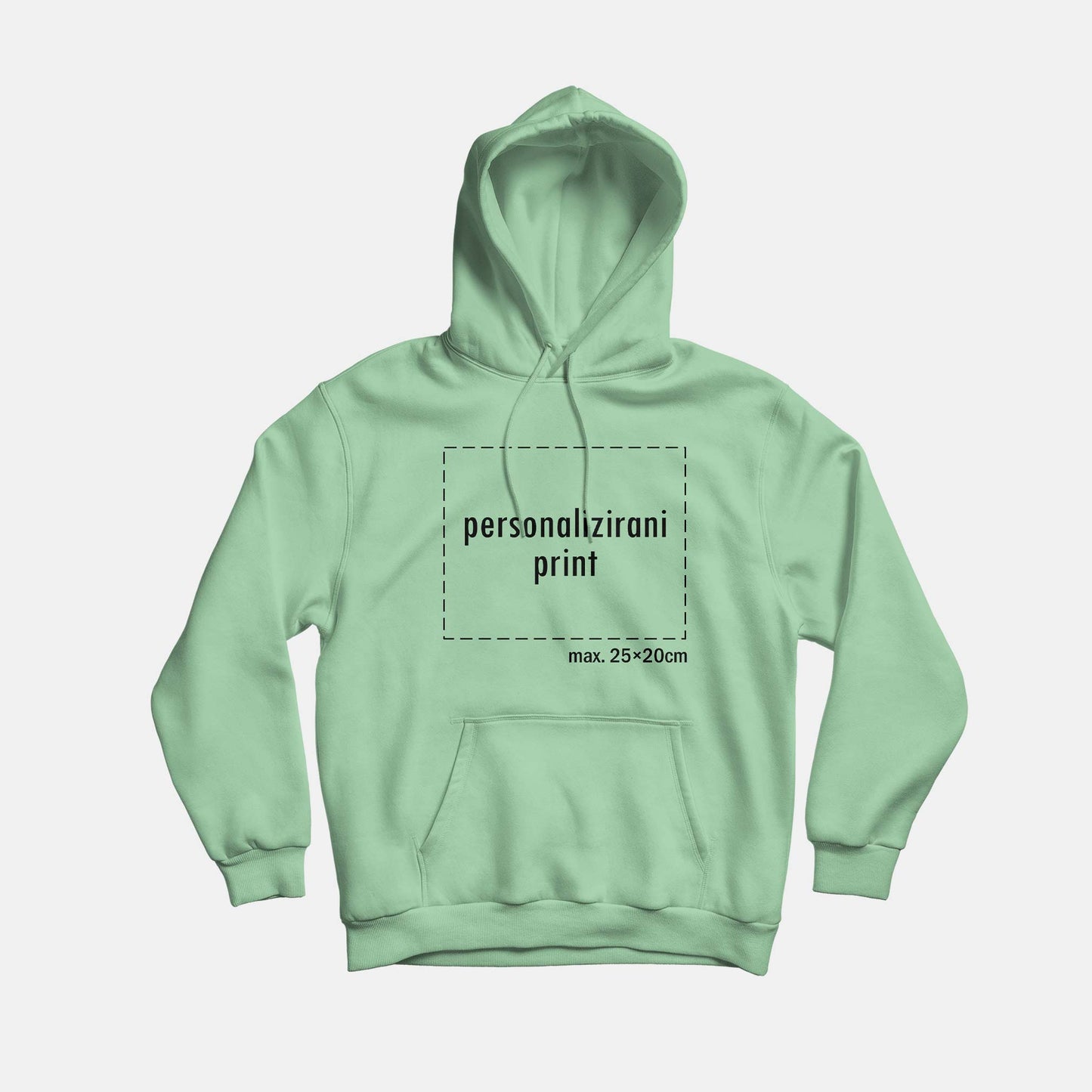 hudica s personaliziranim printom, mint zelena