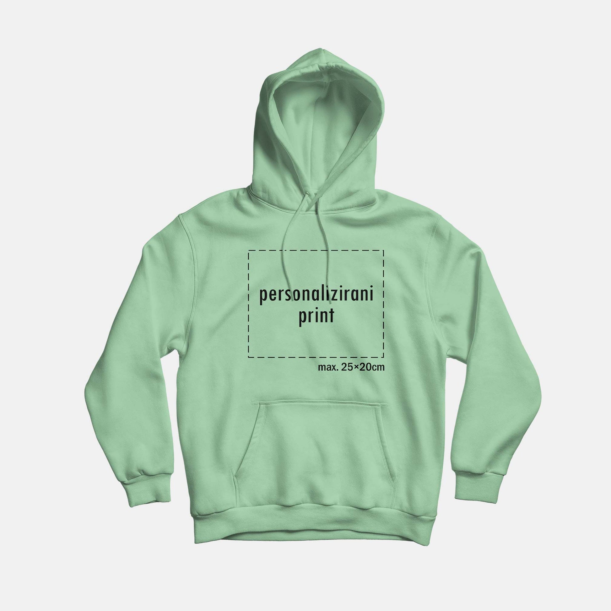 hudica s personaliziranim printom, mint zelena