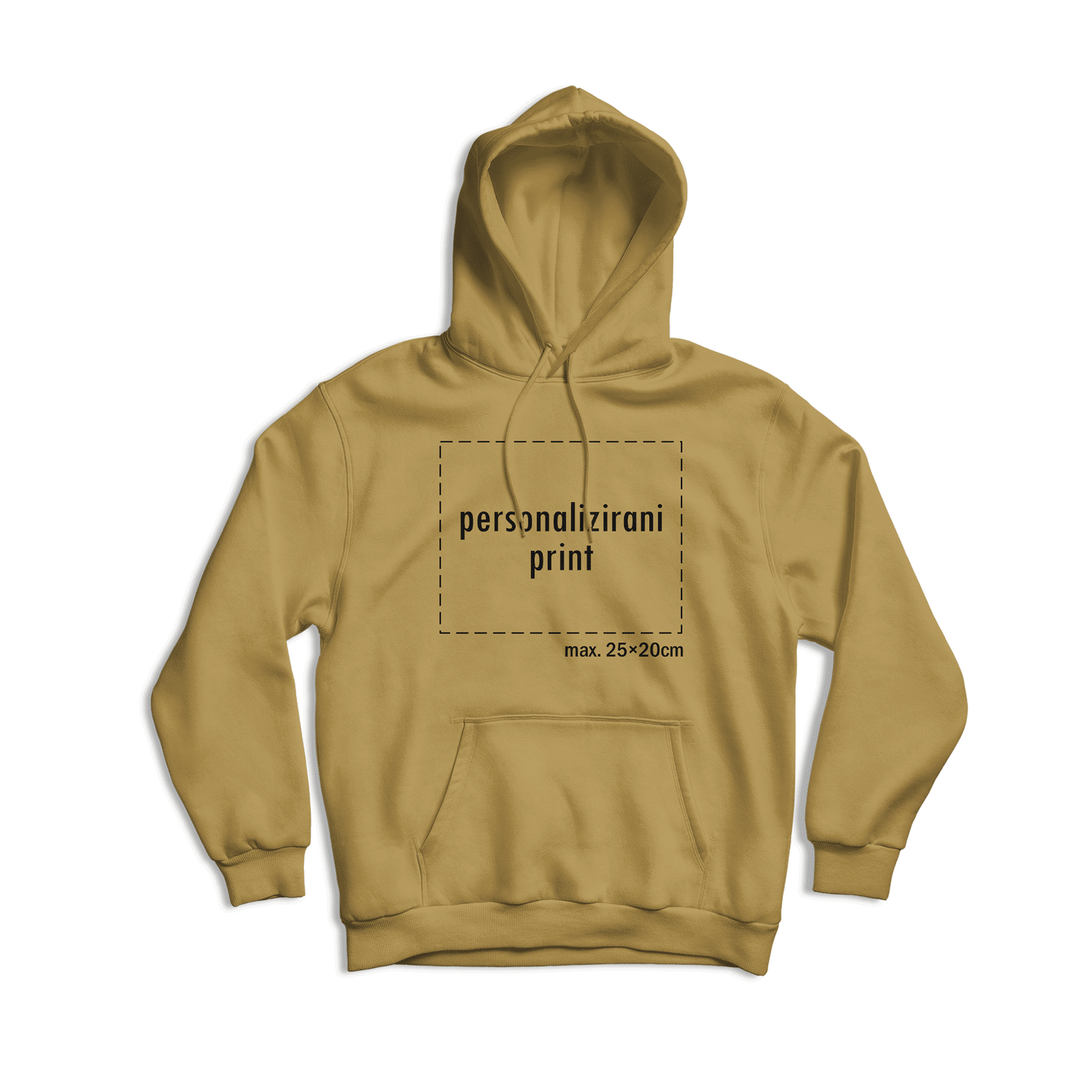 svijetlo smeđa hudica s personaliziranim printom fotografije, natpisa ili ilustracije