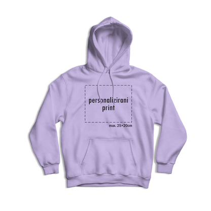 svijetlo ljubičasta hudica s personaliziranim printom fotografije, natpisa ili ilustracije