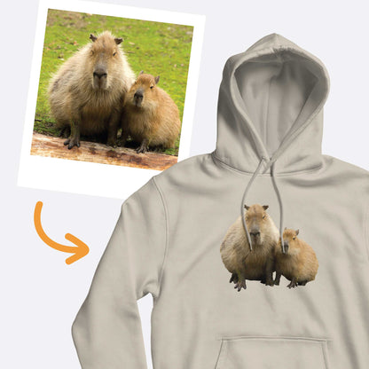 bež hudica s printom fotografije
