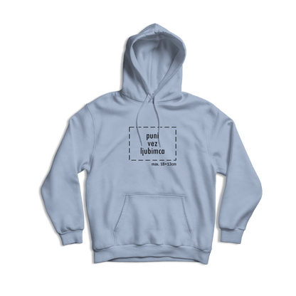 svijetlo plava hudica s personaliziranim vezom vašeg ljubimca