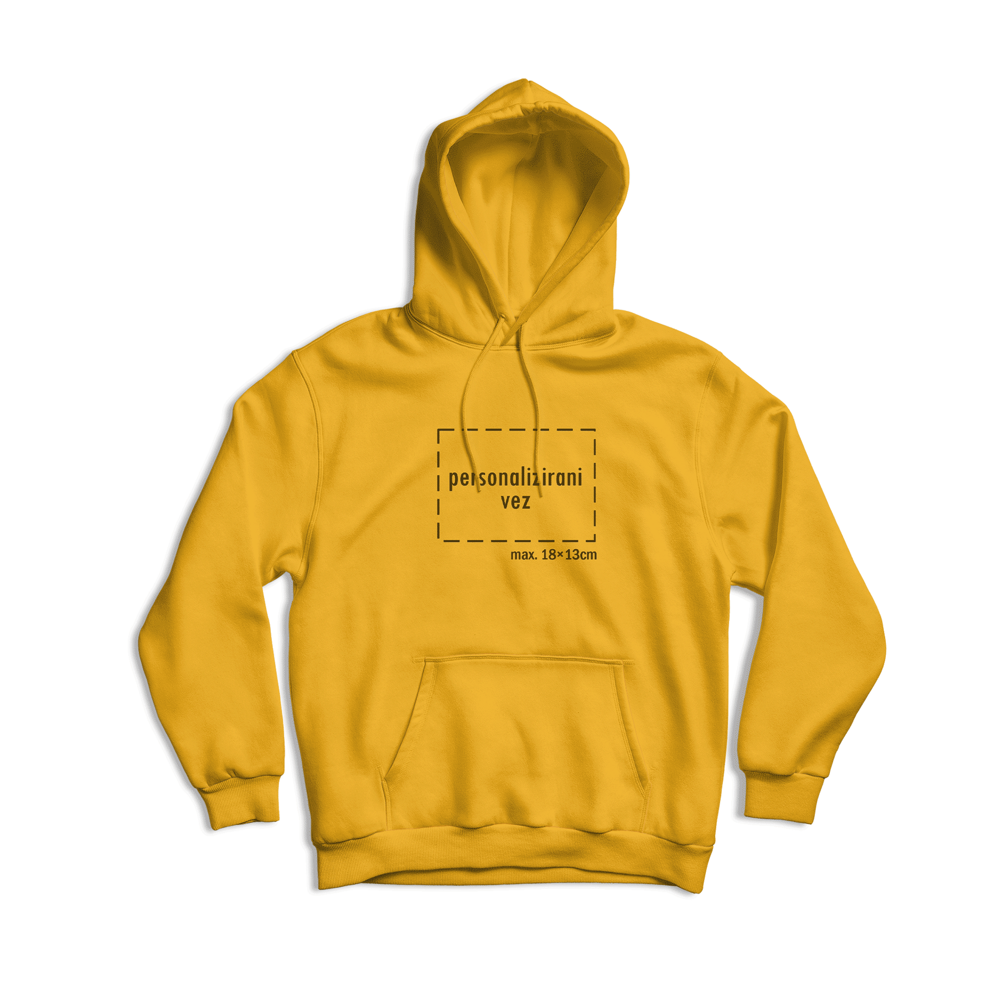 žuta hudica s personaliziranim vezom motiva ili teksta po želji