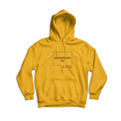 žuta hudica s personaliziranim vezom motiva ili teksta po želji