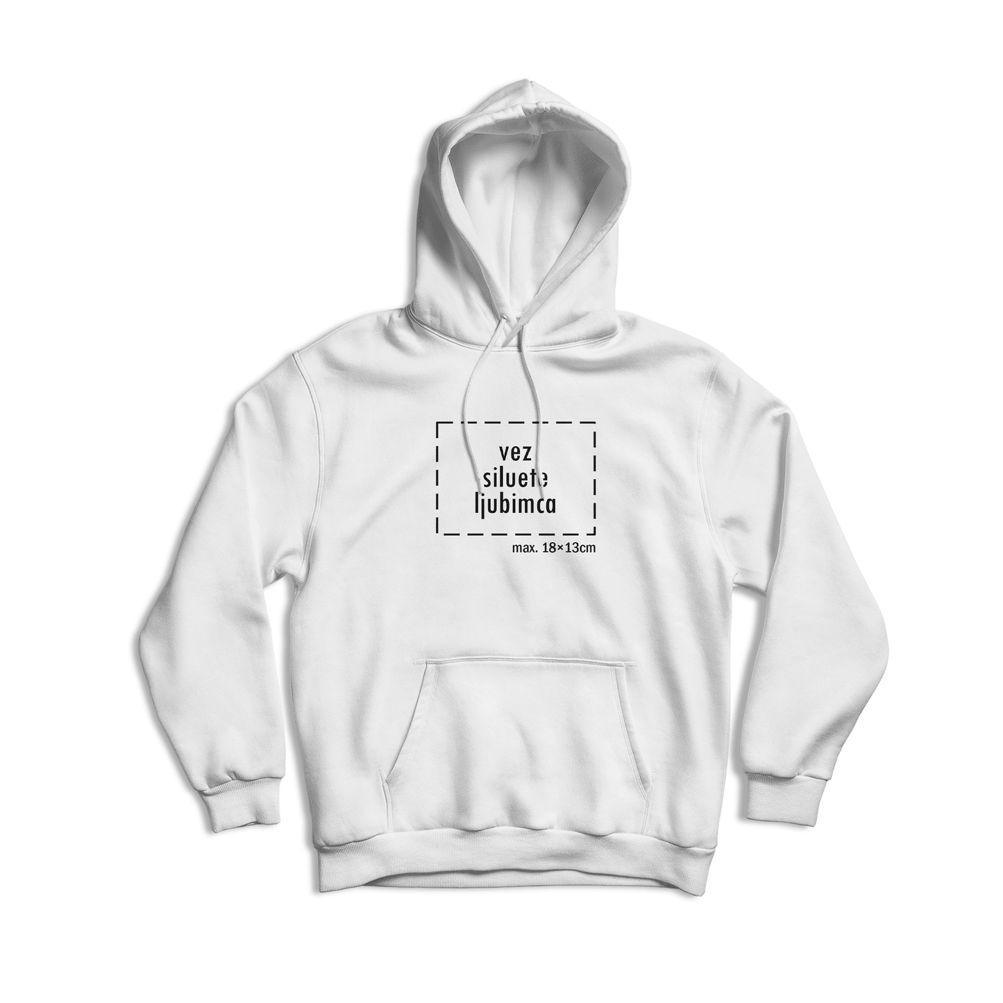 bijela hudica s personaliziranim vezom siluete vašeg ljubimca