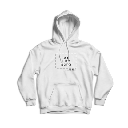 bijela hudica s personaliziranim vezom siluete vašeg ljubimca