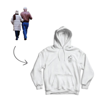 bijela hudica s personaliziranim vezom siluete vaše fotografije