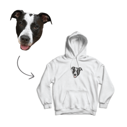 bijela hudica s personaliziranim vezom vašeg ljubimca