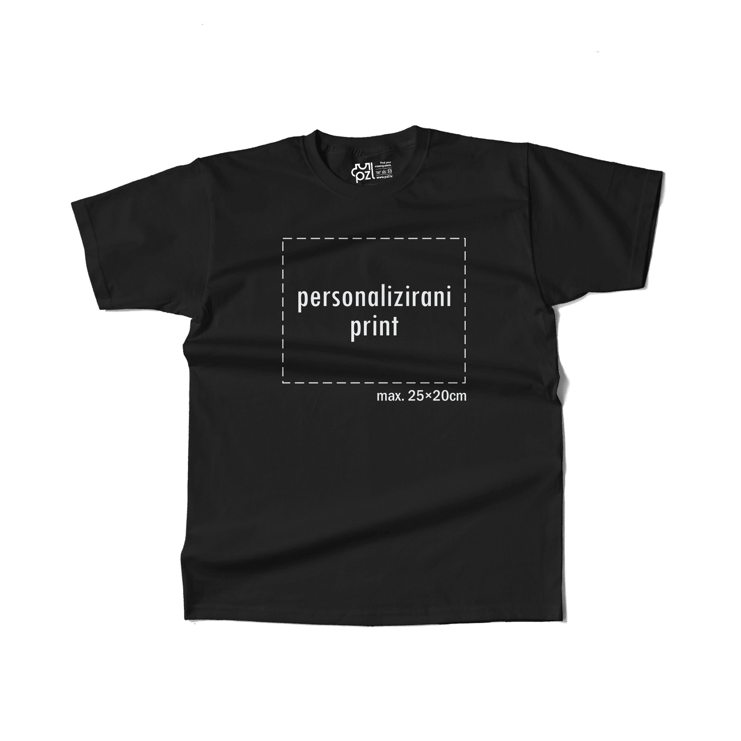 crna majica kratkih rukava s personaliziranim printom fotografije, natpisa ili ilustracije