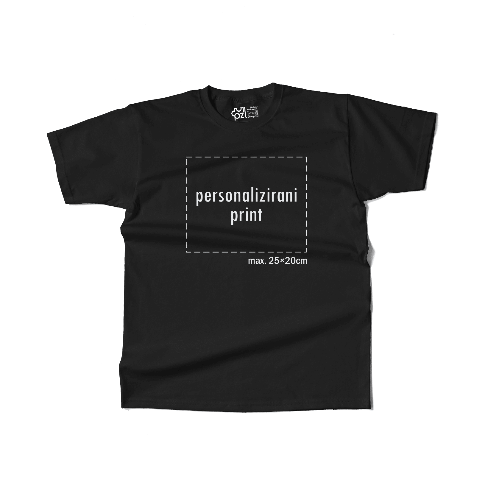 crna majica kratkih rukava s personaliziranim printom fotografije, natpisa ili ilustracije