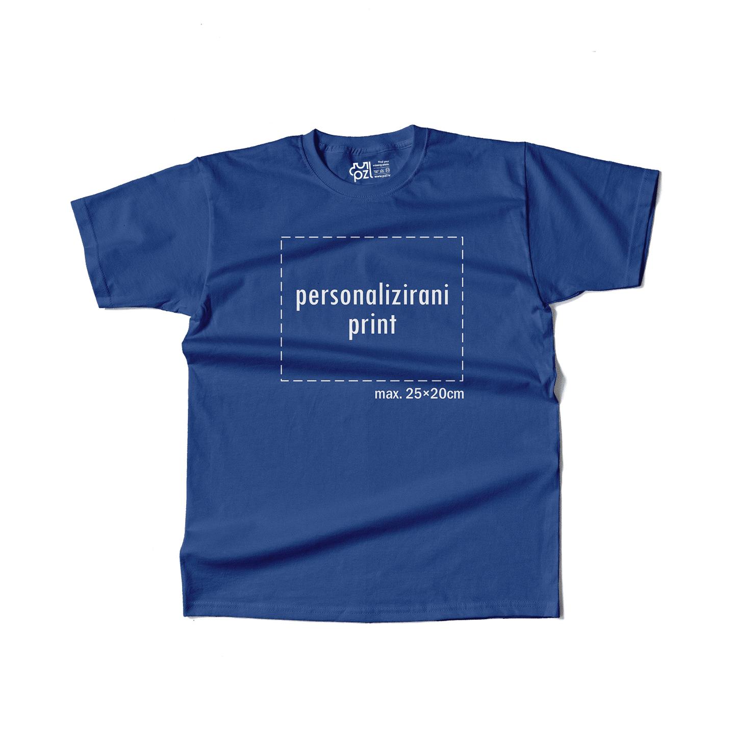 plava majica kratkih rukava s personaliziranim printom fotografije, natpisa ili ilustracije