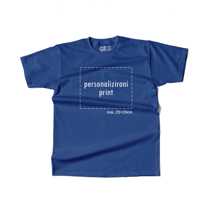 plava majica kratkih rukava s personaliziranim printom fotografije, natpisa ili ilustracije