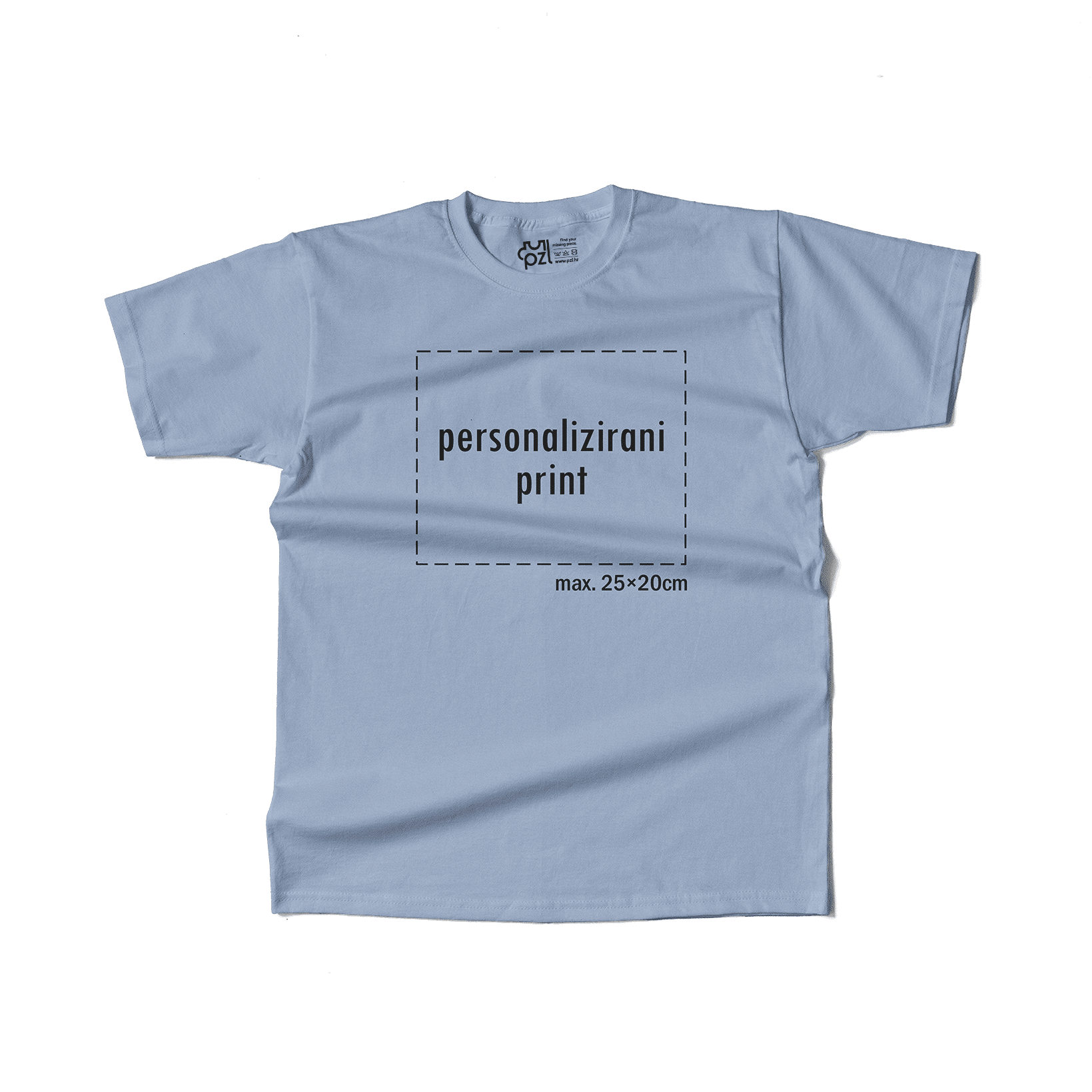 svijetlo plava majica kratkih rukava s personaliziranim printom fotografije, natpisa ili ilustracije
