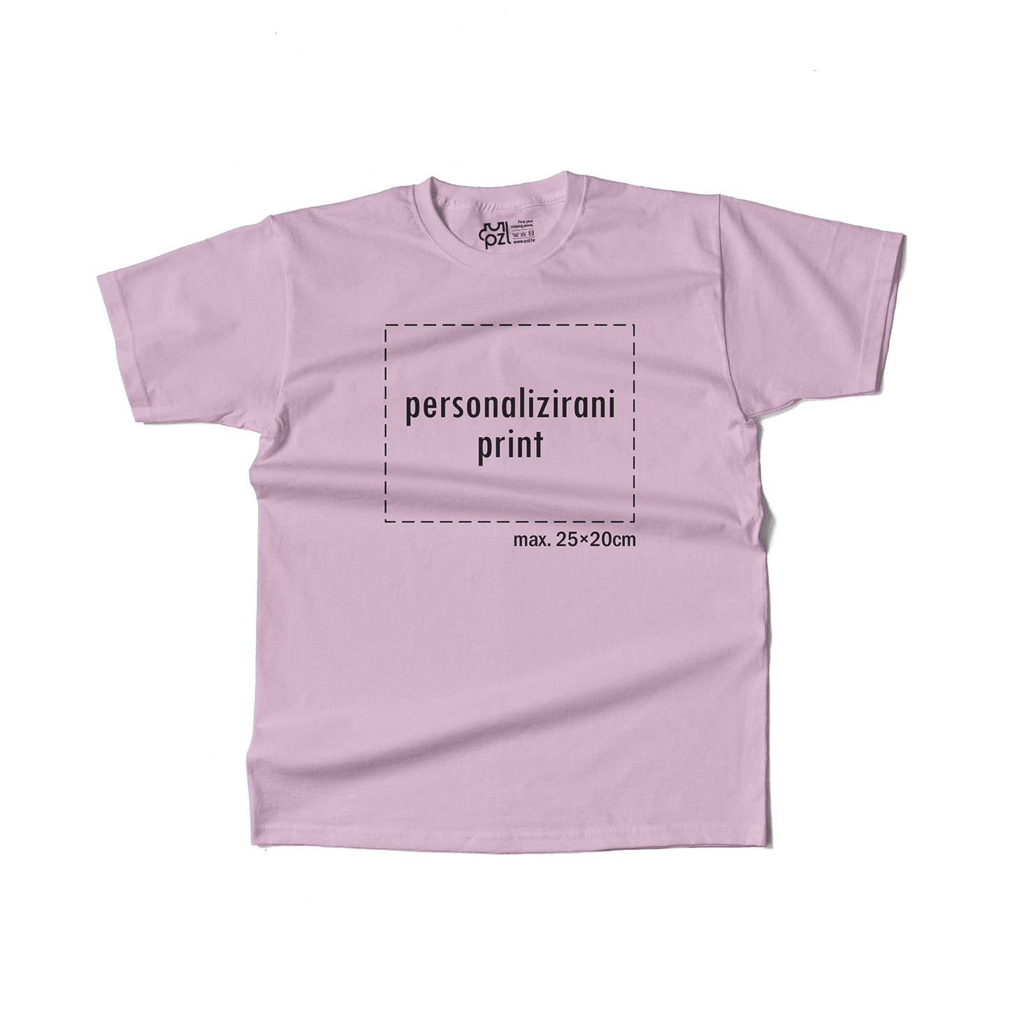 svijetlo roza majica kratkih rukava s personaliziranim printom fotografije, natpisa ili ilustracije