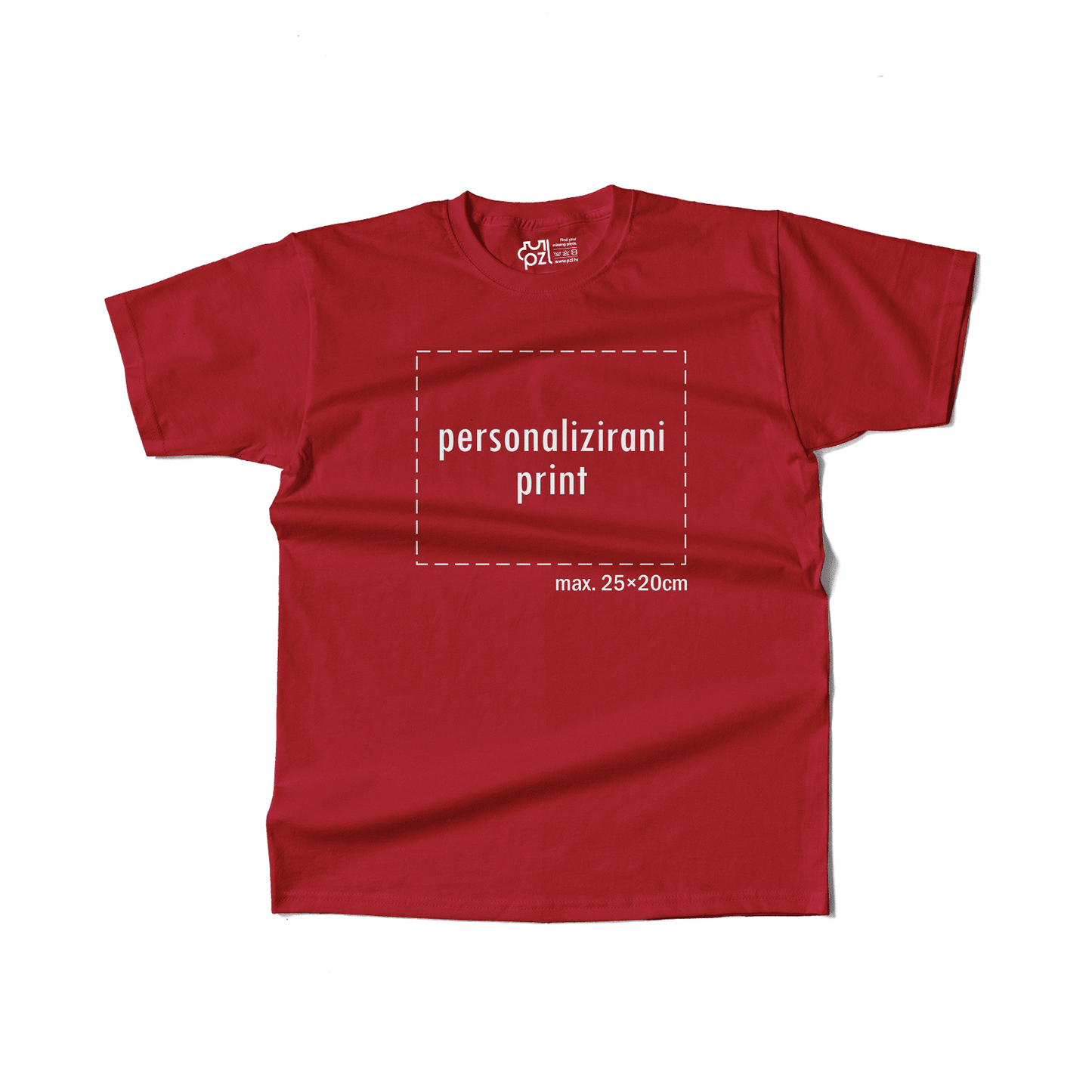 crvena majica kratkih rukava s personaliziranim printom fotografije, natpisa ili ilustracije