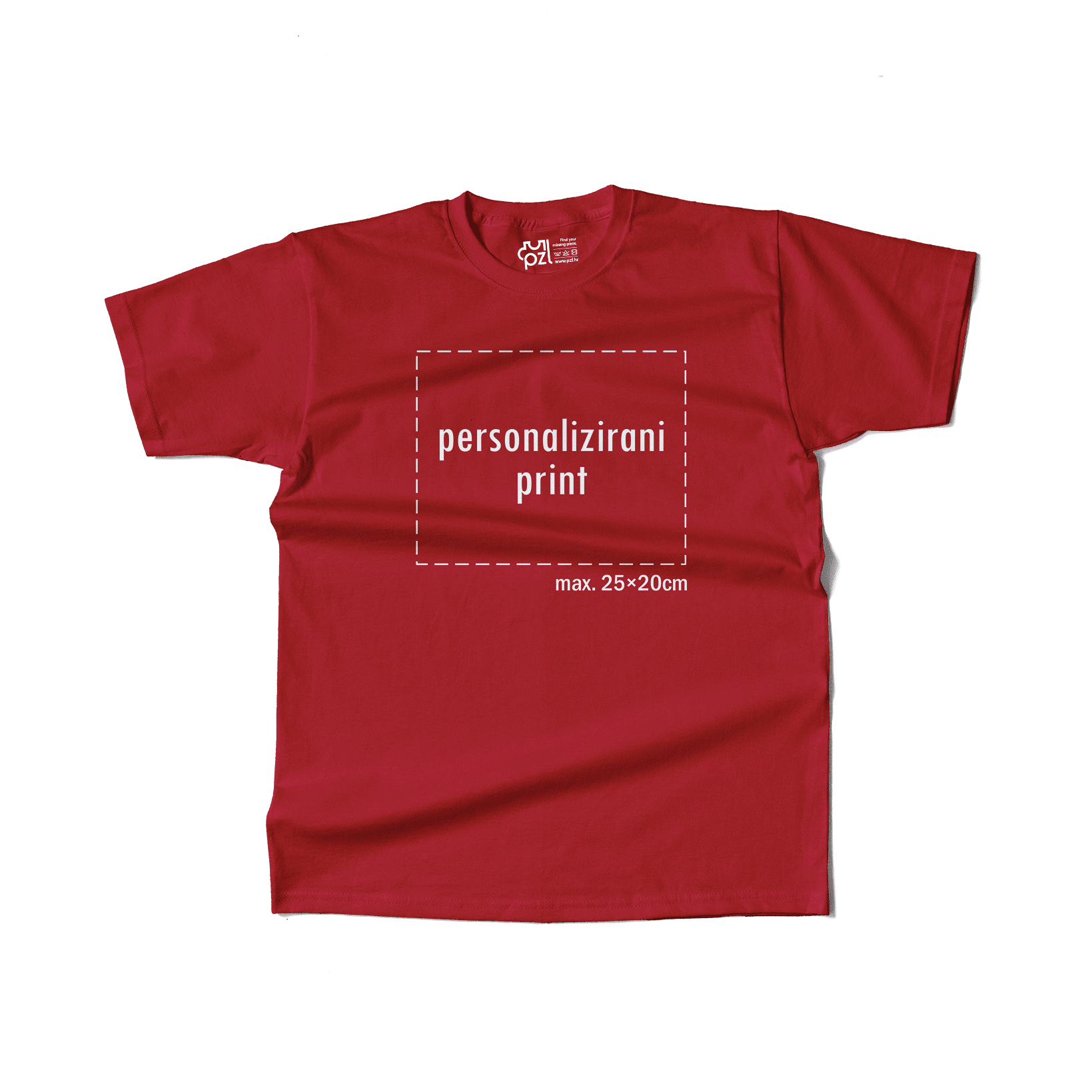 crvena majica kratkih rukava s personaliziranim printom fotografije, natpisa ili ilustracije