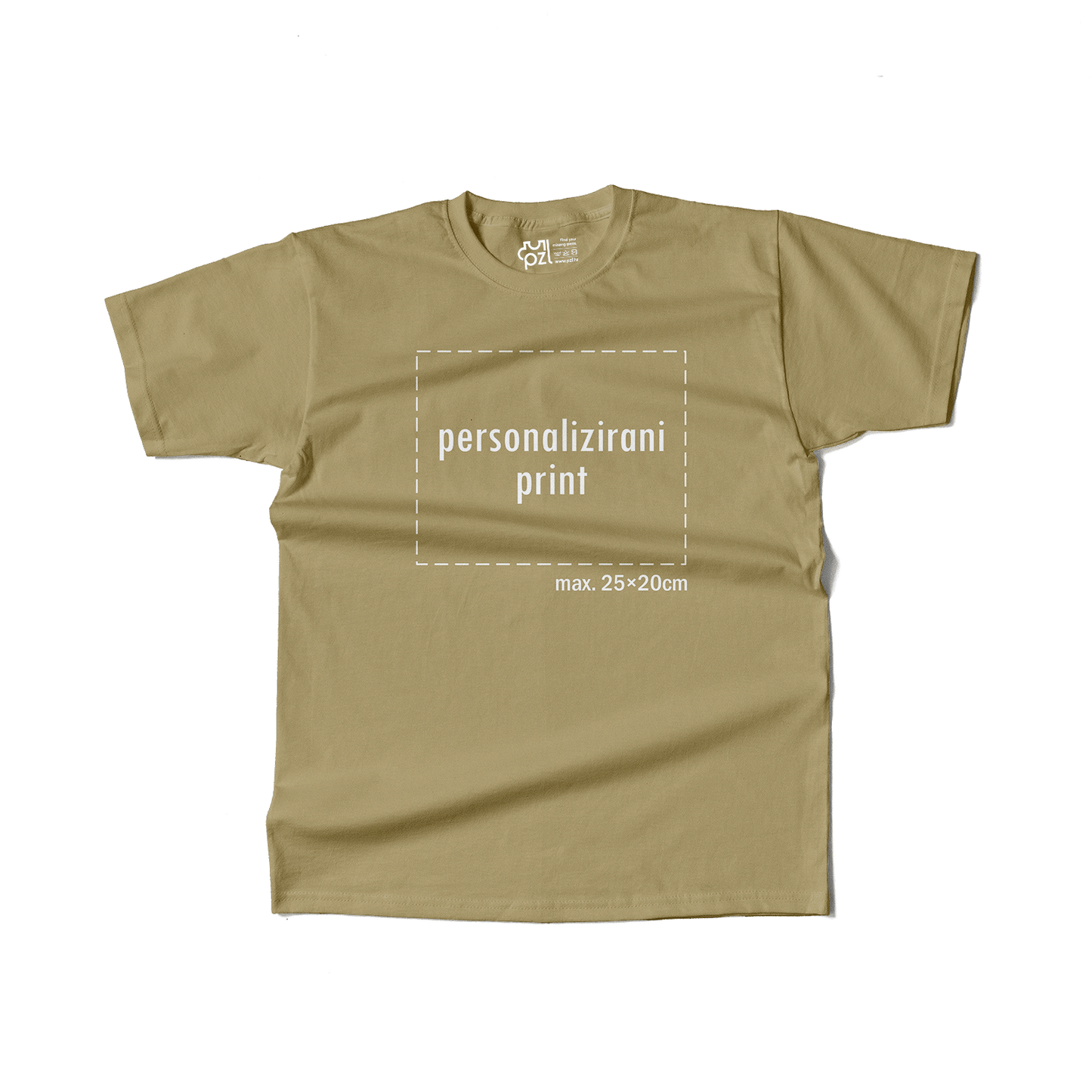 bež majica kratkih rukava s personaliziranim printom fotografije, natpisa ili ilustracije